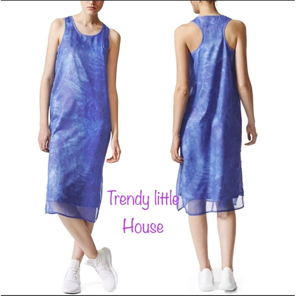 29)  Adidas Blue ocean element printed midi dress S